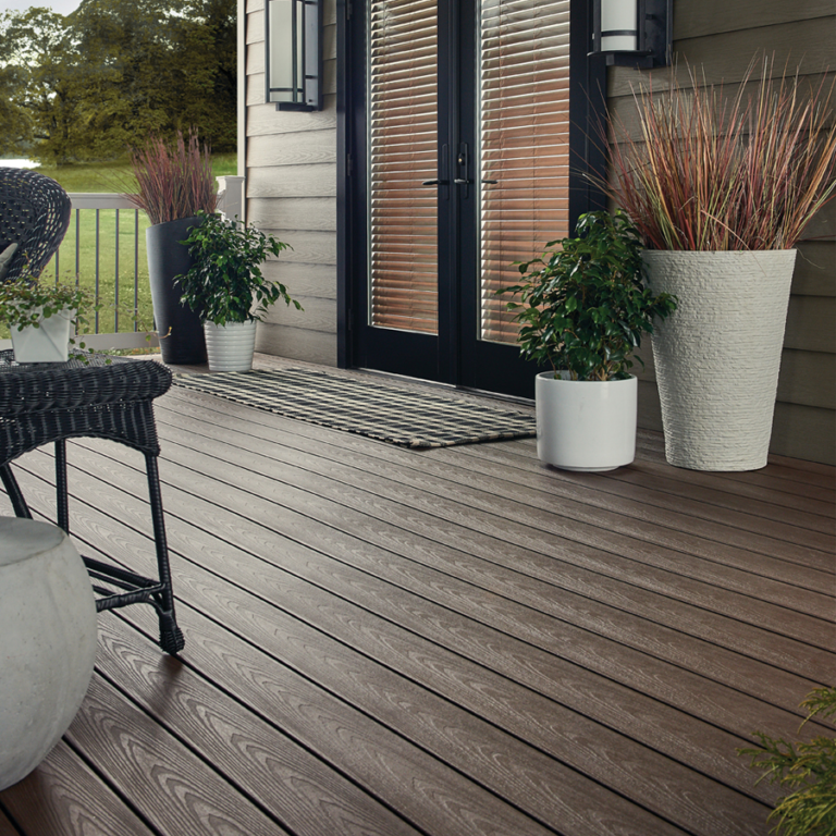 Wolf Perspective composite decking in Acacia, shown in the official Wolf Home Products gallery.